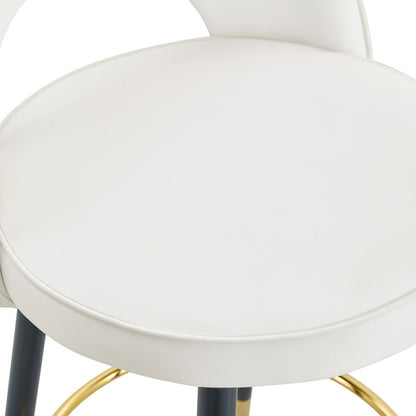 360° drehbarer Barstuhl. Moderner weißer PU, komfortabler gepolsterter Barstuhl, geeignet für Bar, Esszimmer, Küche usw. Eine Box von 2 Packungen.