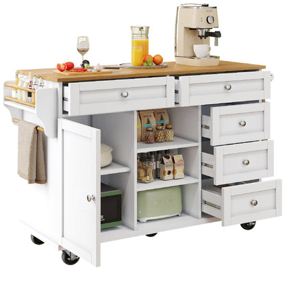 Speisewagen (134 x 46 x 92 cm), moderner und einfacher weißer Speisewagen, kombiniertes Schubladen-Aufbewahrungsschrank-Design, mobiles und festes Dual-Use-Design, geeignet für Privat- und Gewerbeküch
