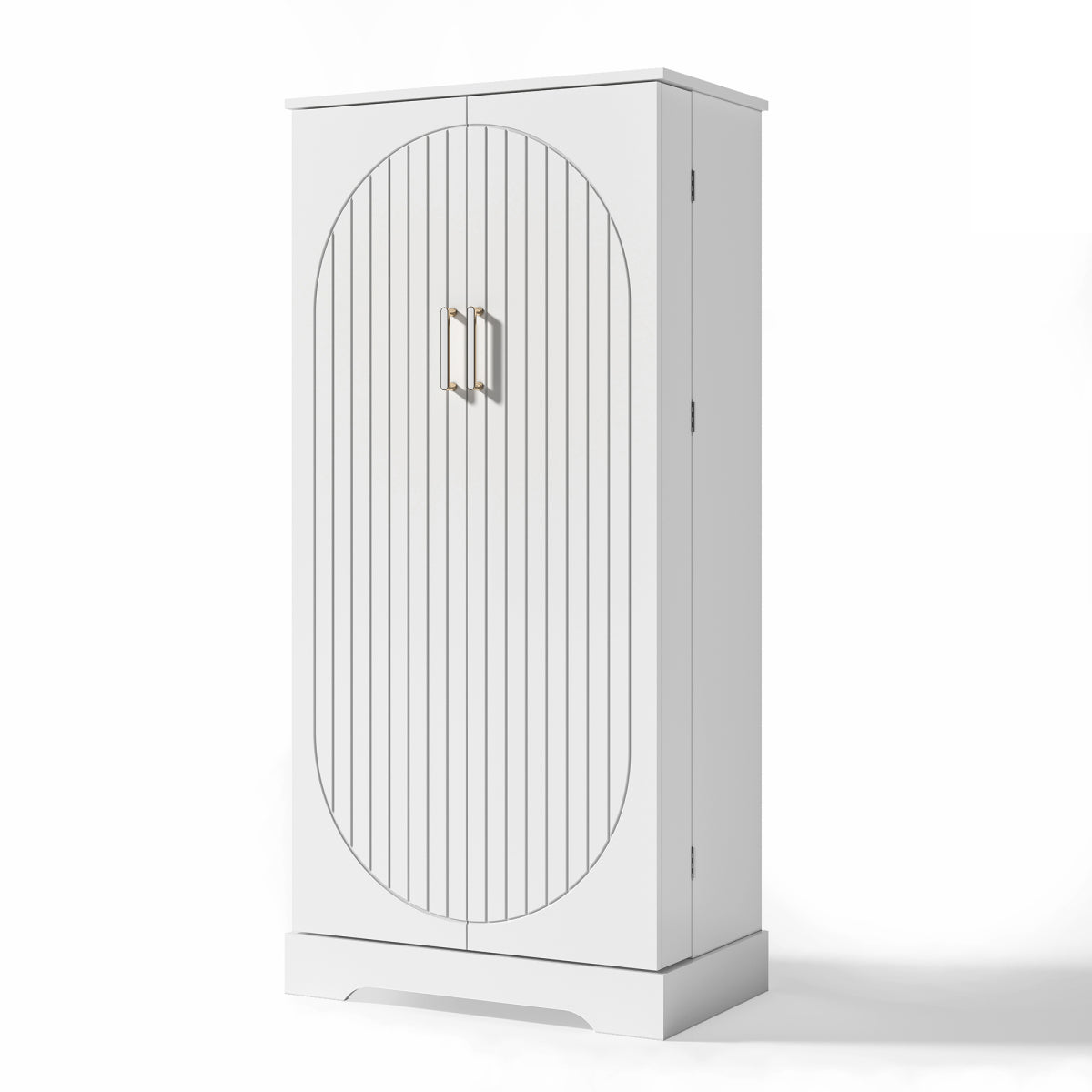 Hochschrank Weiß (60x128x35 cm), Küchenschrank mit LED-Sensorlicht