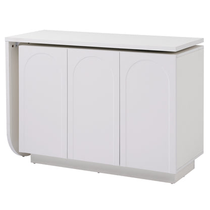 Schreibtisch, drehbarer L-förmiger Eck-Computertisch, Bürotisch, Frisiertisch, weiß 110 cm