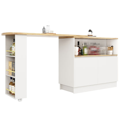 (N620P20771617W)Um 360° drehbare Essbar (Hauptkörper 90 x 45 x 100 cm), modernes, einfaches, multifunktionales, drehbares Sideboard mit Ablageflächen und Glas, geeignet für Küchen und Restaurants