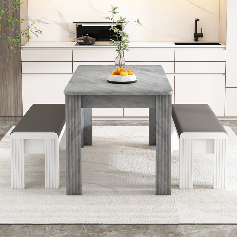 Modern einfacher Esstisch, Robuster Esstisch, Tisch mit vier Beinen, Beton-Optik