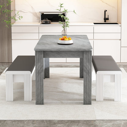 Modern einfacher Esstisch, Robuster Esstisch, Tisch mit vier Beinen, Beton-Optik
