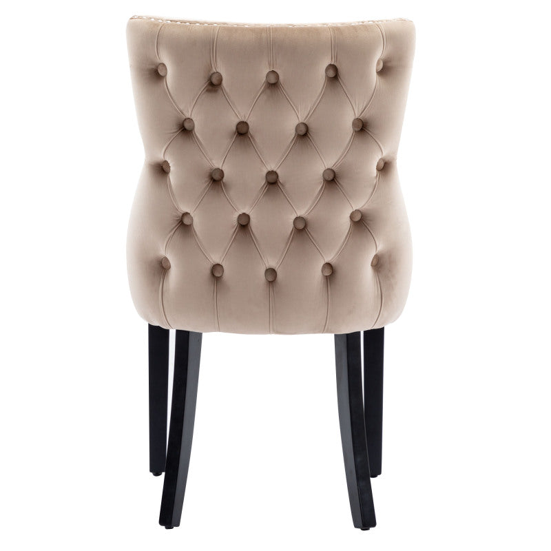 4-Fußstuhl, Stuhl Beige Samt Esszimmerstuhl, mit Knopfsteppung, Gestell aus Massivholz, Beige(Set, 4 St)
