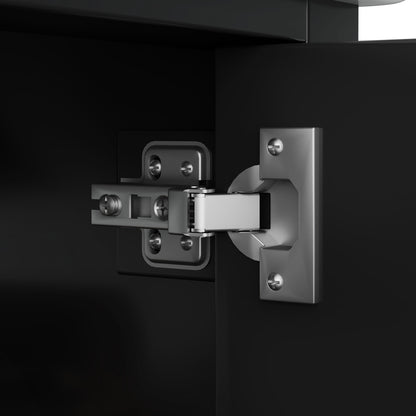 Badezimmerschrank 73x45x87 cm, MDF & Massivholzbeine, feuchtigkeitsbeständig, viel Stauraum, integriertes Keramikwaschbecken, Schwarz