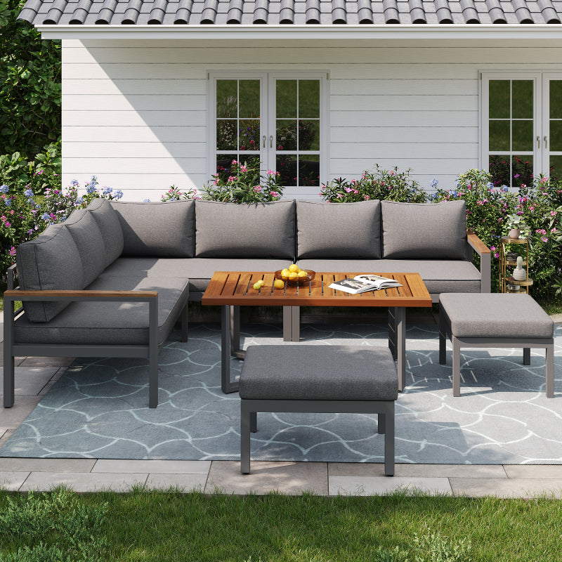 Gartenlounge-Set für 7-8 Personen, Gartenmöbel, Gartenmöbel Set für Garten, Balkon, Terrasse, wetterfest Sitzgruppe Essgruppe, Moderne Gartengarnitur,Gartenmöbelset mit Gestell aus verzinktem Eisen