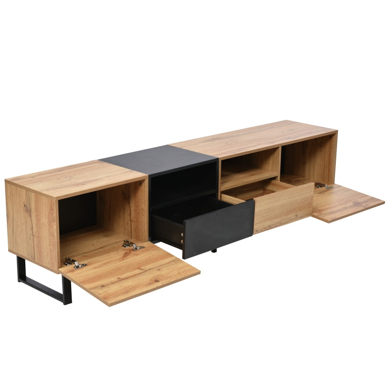 Moderner TV-Ständer mit schwarzem und holzfarbenem Design – geräumiger Stauraum, robuste Konstruktion
