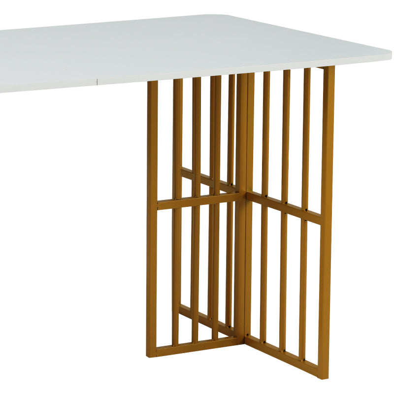 Essgruppe, (Set mit Esstisch, 6 Stühlen), Weiß und Gold