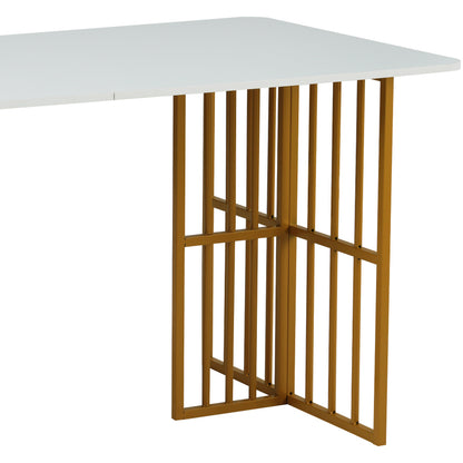 Essgruppe, (Set mit Esstisch, 6 Stühlen), Weiß und Gold