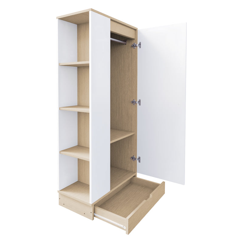 Kleiderschrank 70*40*170cm, eintürige Ausführung, mit Einlegeböden und Schubladen, weiß