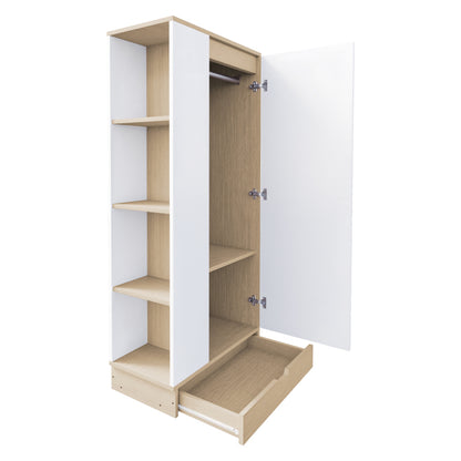 Kleiderschrank 70*40*170cm, eintürige Ausführung, mit Einlegeböden und Schubladen, weiß