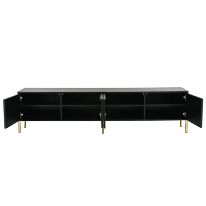 Schwarzes TV-Schrank, 190 cm(L) x 38 cm(W) x 48 cm(H), goldene Tischbeine