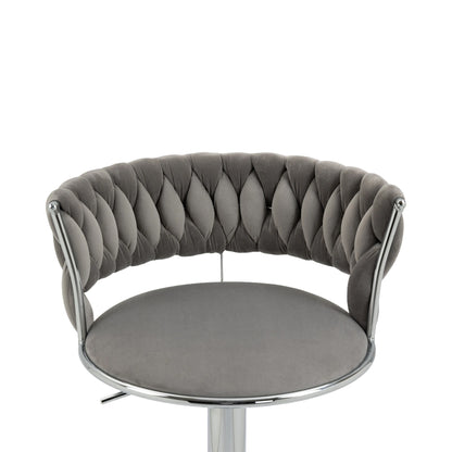 COOLMORE 360 Grad drehbare Barhocker 2 Stück Set höhenverstellbare Stühle mit Fußstütze für Küche, Esszimmer, Insel, Bar, Weinkeller, Büro, Wohnzimmer, Wohnzimmer, Silber, Modern Style, High-End Style