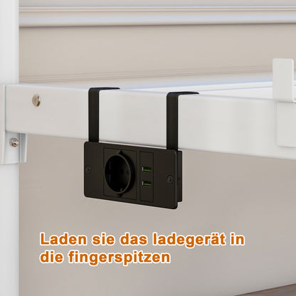 120x200cm Metall-Bettrahmen mit Vintage Kopf und Fußplatte, USB-Ladestation, LED-Bettrahmen, Heavy Duty Stahl Slat Unterstützung, Reichweite Unterbett-Speicher, Keine Box-Feder erforderlich, Weiß