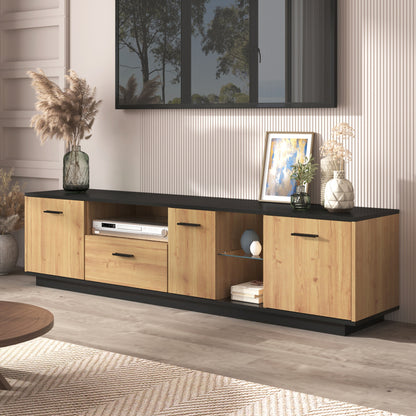 Moderner Couchtisch mit 2 Schubladen – Schwarz-Weiß-Design, Stauraum, Hochglanz-Tischplatte, 100 cm lang