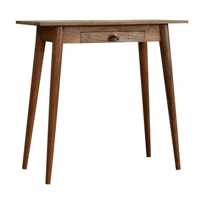 Schreibtisch aus massivem Mangoholz – Nordic Style Mini, 1 Schublade, Handgefertigt, Fertig montiert, Natur Braun, 80x35x77 cm