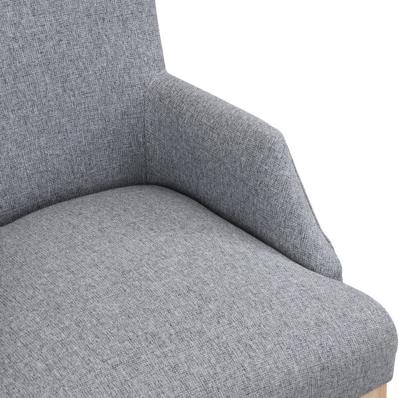 Esszimmerstuhl aus Leinen, 2er-Set, Küchenstuhl, Wohnzimmer-Loungesessel, Grau