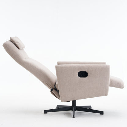 Bequemer Relaxsessel mit Liegefunktion – Chenille Fernsehsessel mit Fußstütze, drehbarer Stillsessel & Loungesessel für Wohnzimmer, modernes Sofa, Grau