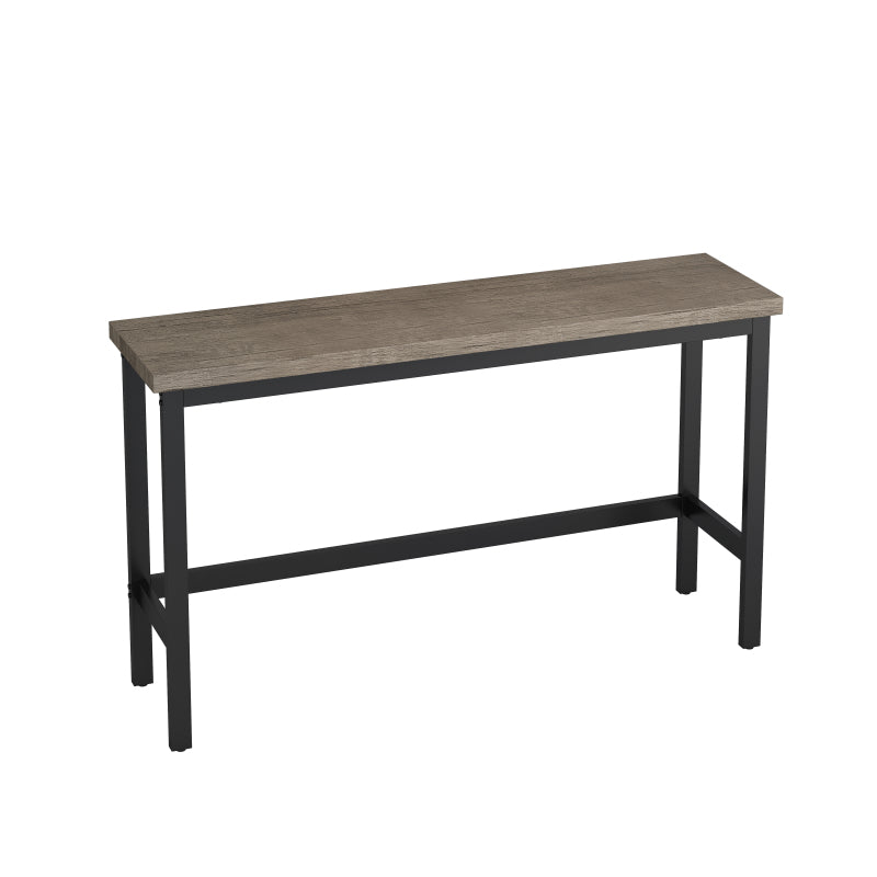148CM Modern Design Kitchen Dining Table, Pub Table, Long Dining Table Set with 3 Stools;Modernes Design Küche Esstisch, Kneipentisch, Langer Esstisch Set mit 3 Hockern, Einfache Montage, Braun Grau