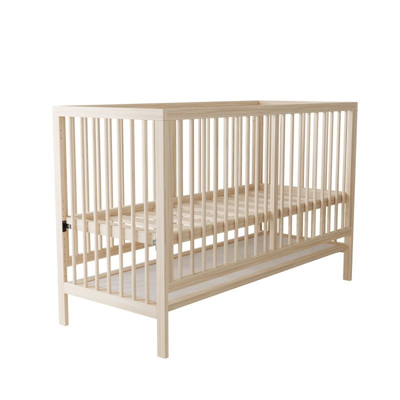 Holz Babybett, umwandelbar in Nebenbett / Malerbrettständer / Schreibtisch, höhenverstellbar, ohne Matratze, aus Fichte, naturfarben, 140x60x90cm