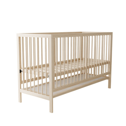 Holz Babybett, umwandelbar in Nebenbett / Malerbrettständer / Schreibtisch, höhenverstellbar, ohne Matratze, aus Fichte, naturfarben, 140x60x90cm