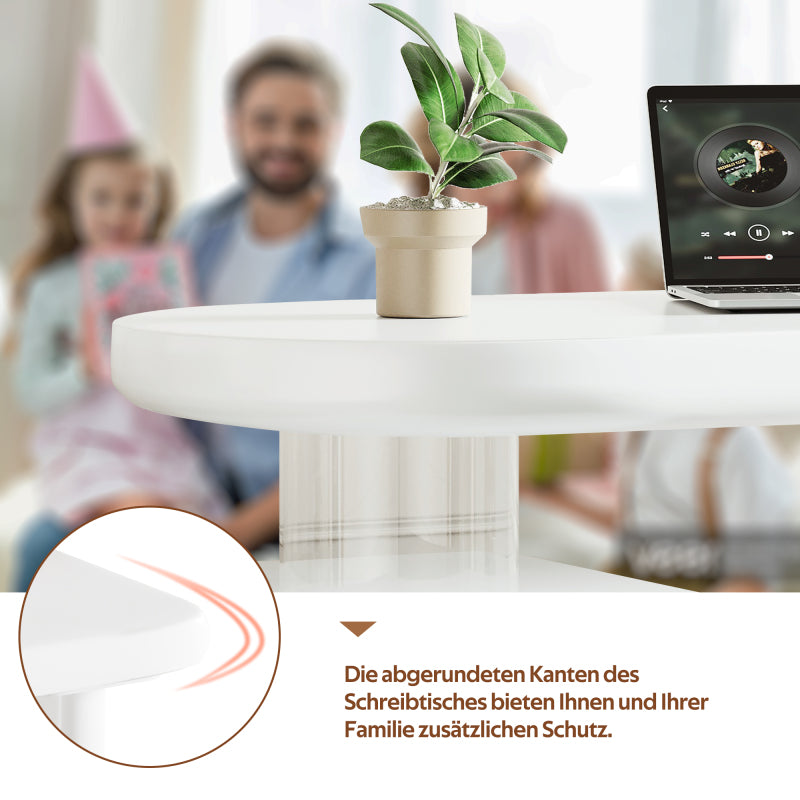 Schreibtisch mit Haustierbett, komplett lackiert, abgerundete Kurven, 5 cm dicke Beine, stabil und modern, Haustiergrößen M–XL