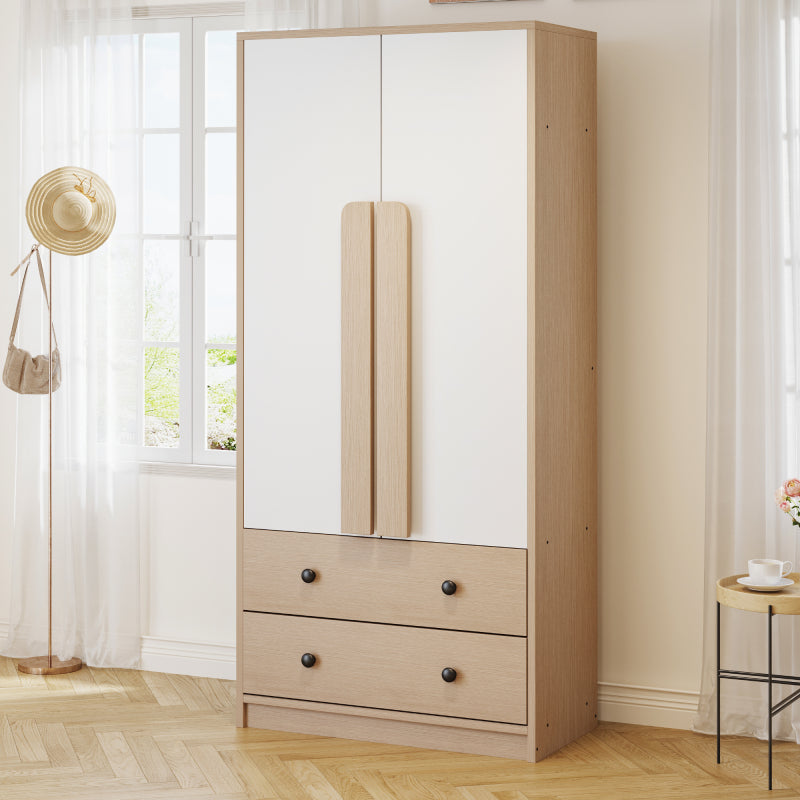 Kleiderschrank 70*40*170cm, Doppeltüren-Design, mit Schubladen und Ablagefächern, holzfarbe+weiß