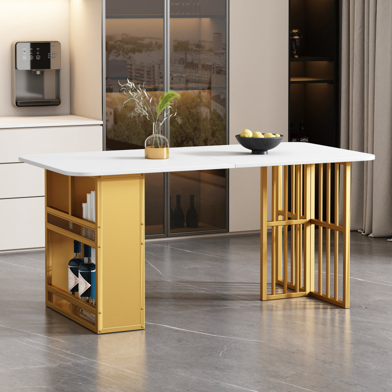 Essgruppe, (Set mit Esstisch, 6 Stühlen), Weiß und Gold