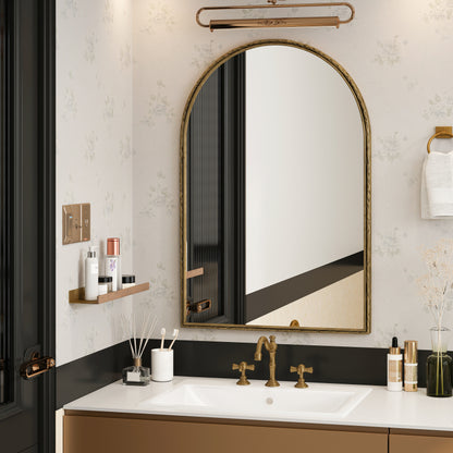Iron Art Oval Retro Mirror, Antique Effect, Wall Hanging, Suitable For Bathroom, Bedroom, Living Room (Gold)