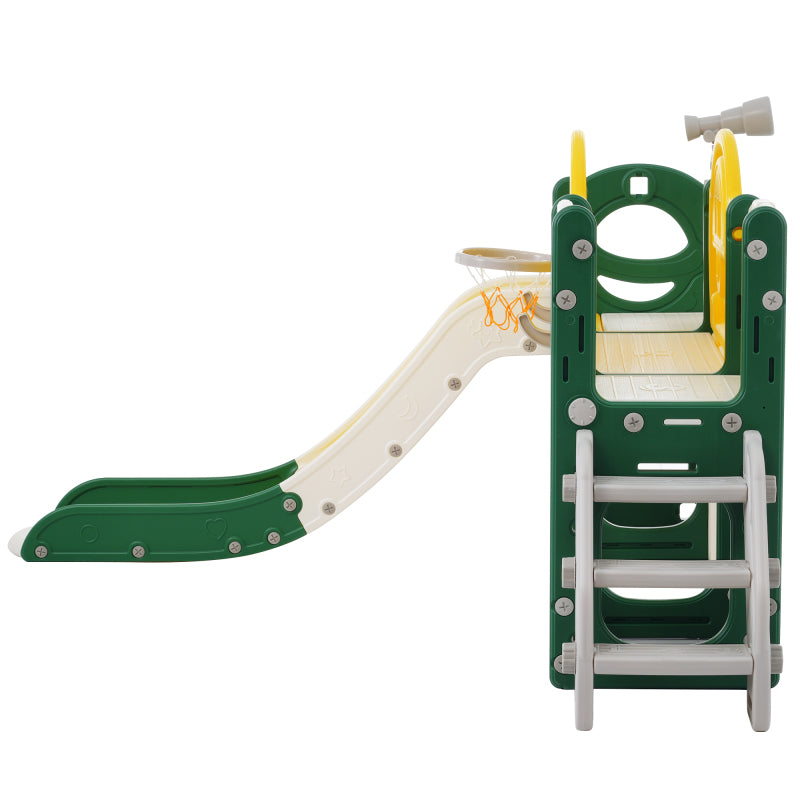 10 in 1 Kinderrutsche Kletterspielzeug, Multifunktionsrutsche Rutschen, freistehende Rutsche, Klettern, Bohrspiel, Stauraum, Spielkorridor, Basketballkorb, Lasso-Spiel, Reißbrett, Golfspiel, Teleskop