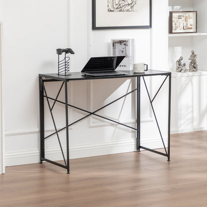 Klappbarer Schreibtisch 99x50cm – Computertisch Faltbar & Platzsparend in 8 Sek. Montiert, MDF Holzoptik für Home Office & Büro, Schwarz