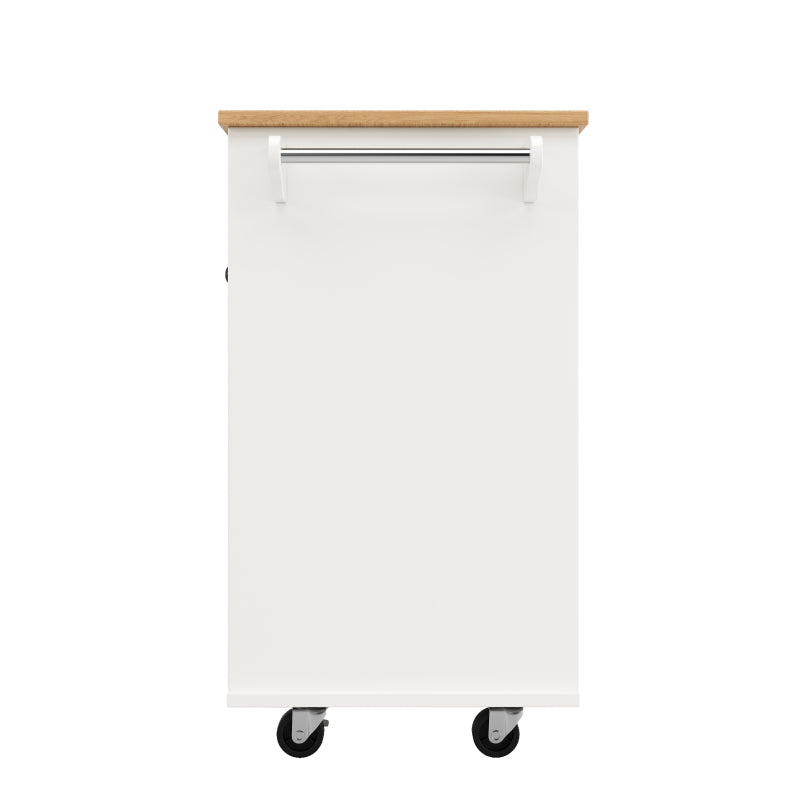 Moderne Kücheninsel (127×46×91,5cm) Küchenschrank Essschrank mit Holzmaserung Esswagen mit multifunktionalem Stauraum und herausnehmbaren Trennwänden, weiß