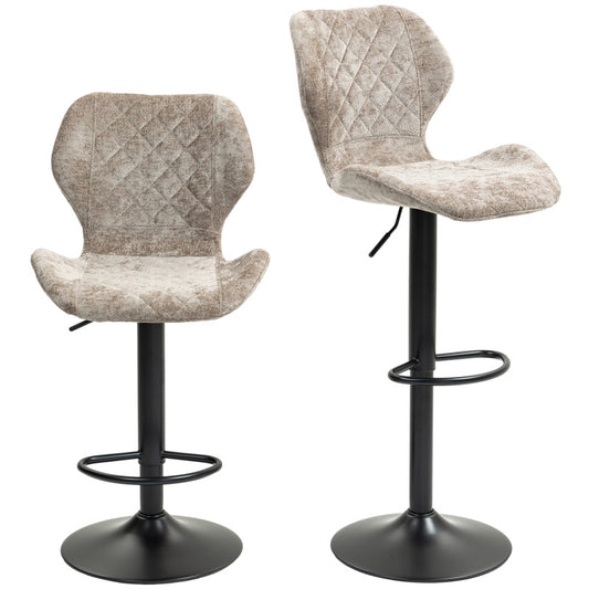 Barhocker 2er-Set, Gepolstert Barstuhl mit Lehne, 360° Drehbar Tresenhocker für Küche, Wohnzimmer, Braun