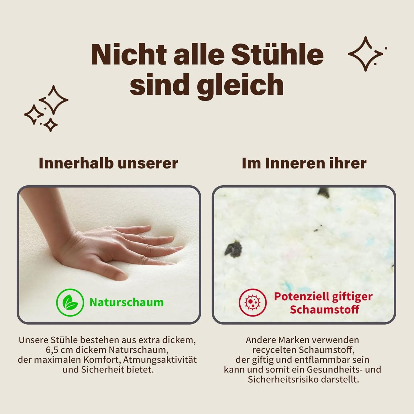 Bürostuhl Ohne Armlehnen,Home Office Stuhl Keine Räder,Heavy Duty Metallbasis,120°Schaukelnder breiter Sitz Ergonomischer Stuhl, Dicken gepolsterte Dreh Eitelkeit Stuhl für Heim und Büro Beige+PU+Metal