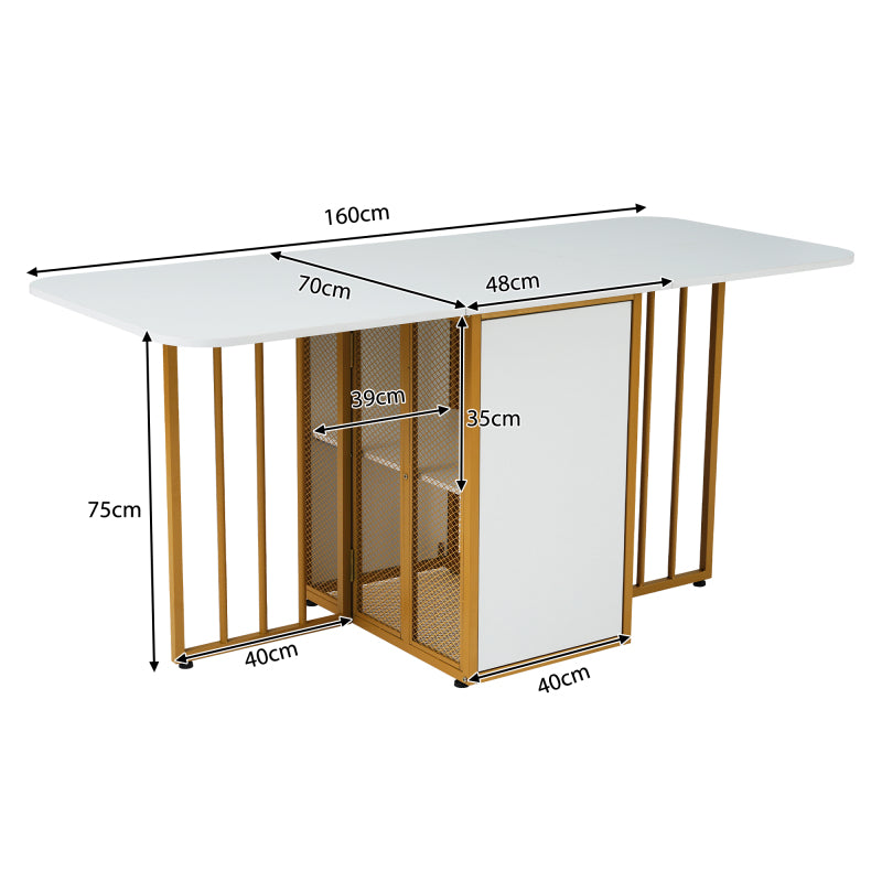 Essgruppe, (Set mit Esstisch, 6 Stühlen), Weiß und Gold