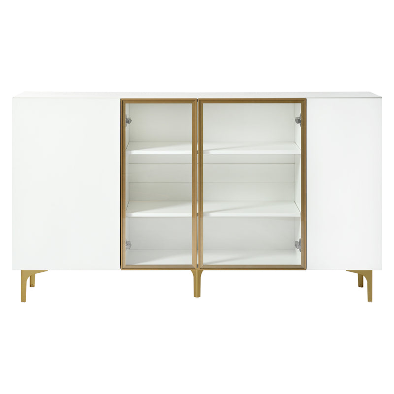 Elegantes 4-Tür Sideboard, Modernes Design, Grifflos, Viel Stauraum, Weiß