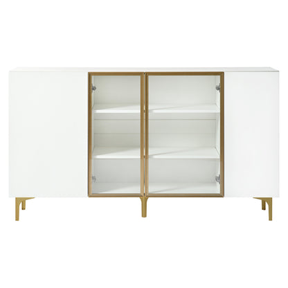 Elegantes 4-Tür Sideboard, Modernes Design, Grifflos, Viel Stauraum, Weiß