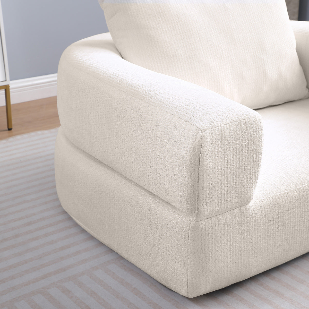 Modulares Sofa-Set Frottee (Terry Cloth), Sektionssofa Minimalistisch, Wohnzimmer Couchgarnitur, Umkehrbar, Beige