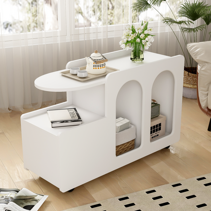 Beistellschrank mit Rollen, vielseitiger Aufbewahrungswagen für Wohnzimmer, Esszimmer und Schlafzimmer, Weißer