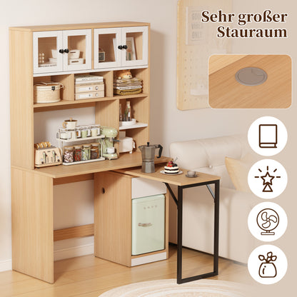 Computertisch,Regal-Schreibtisch,Schrankschreibtisch Arbeitstisch, Schrankschreibtisch,Weiß Natur 180cm