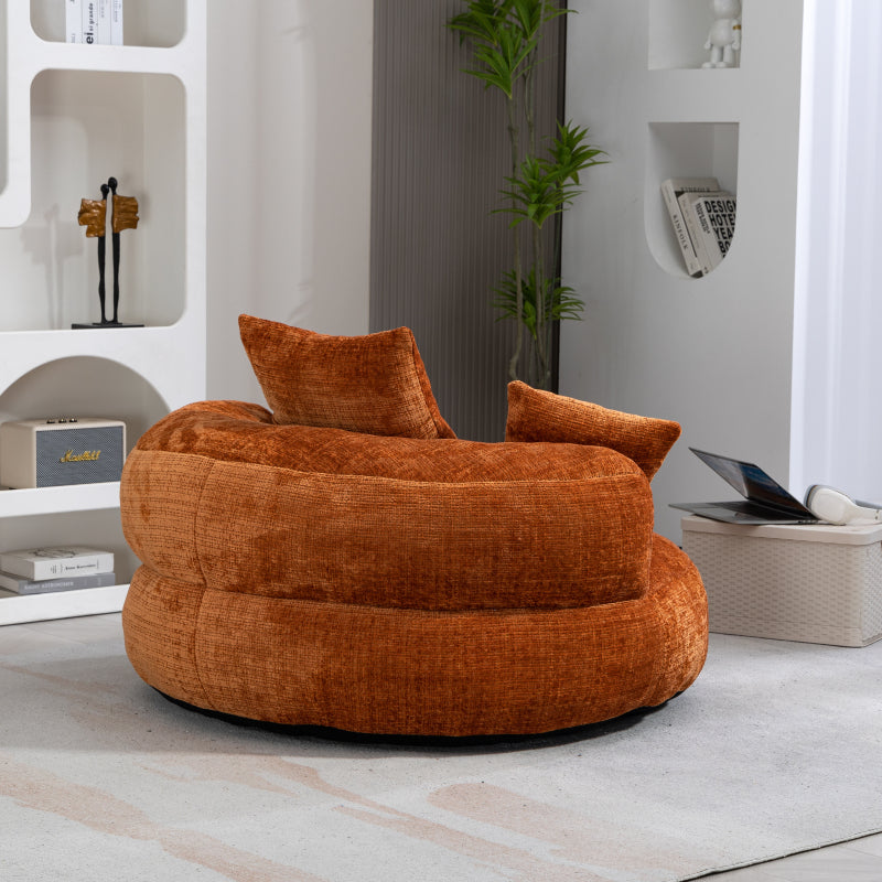 Lazy Sofa Durable Komfort Lounger hohen Rücken Sitzsack Stuhl Couch mit drei Kissen für Erwachsene und Kinder, Indoor & Outdoor, Single Gaming Sofa Stuhl für Schlafzimmer, Büro (Orange Chenille)