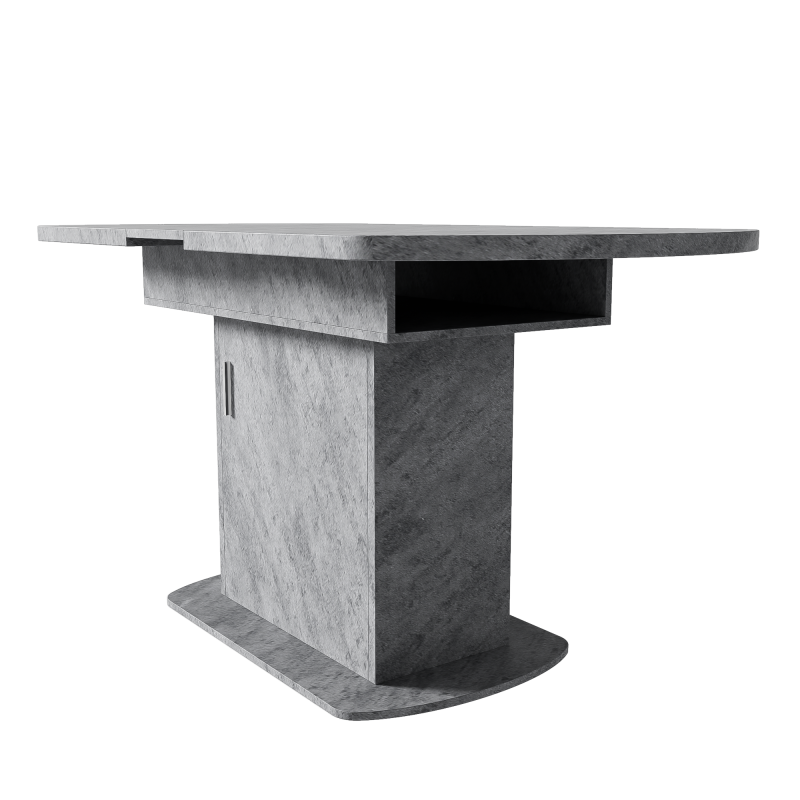 Ausziehbarer ovaler Esstisch, L110/130*W70*H75cm, Betonoptik+silberner Griff