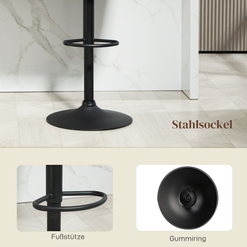 2er-Set Barhocker, Bistrohocker mit Fußstütze, Drehbar Barstuhl, Höhenverstellbar Küchenhocker mit Leinenbezug, Dunkelgrau