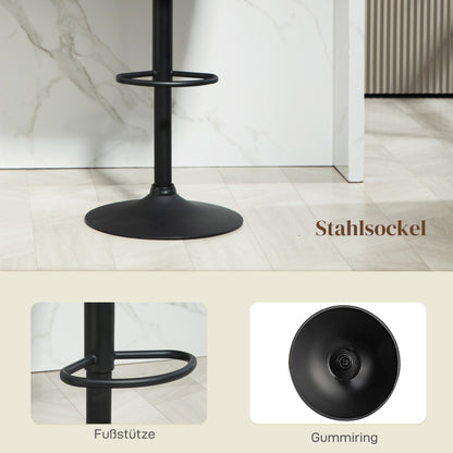 2er-Set Barhocker, Bistrohocker mit Fußstütze, Drehbar Barstuhl, Höhenverstellbar Küchenhocker mit Leinenbezug, Dunkelgrau