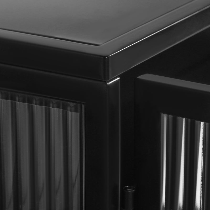 70CM Glastüren Moderner zweitüriger Wandschrank mit dreistufiger Lagerung für Eingangsbereich Wohnzimmer Badezimmer Esszimmer(Black)