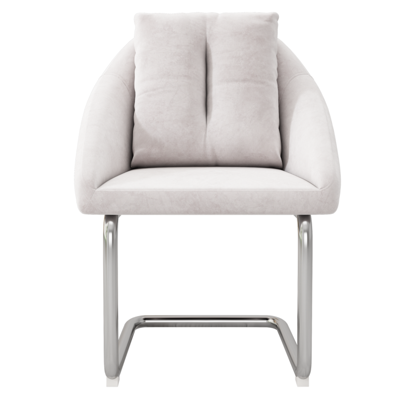Esszimmerstuhl aus Samt, 2er-Set mit Kissen, entspannender Drehstuhl, gewölbte Stützbeine, Beige