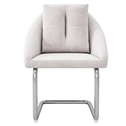 Esszimmerstuhl aus Samt, 2er-Set mit Kissen, entspannender Drehstuhl, gewölbte Stützbeine, Beige