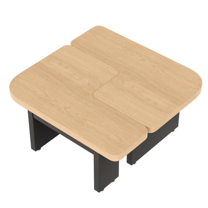 Moderner Couchtisch mit LED-Design aus umweltfreundlichem Holz, 2-in-1-Design, weiche Rundungen, höhenverstellbare Füße