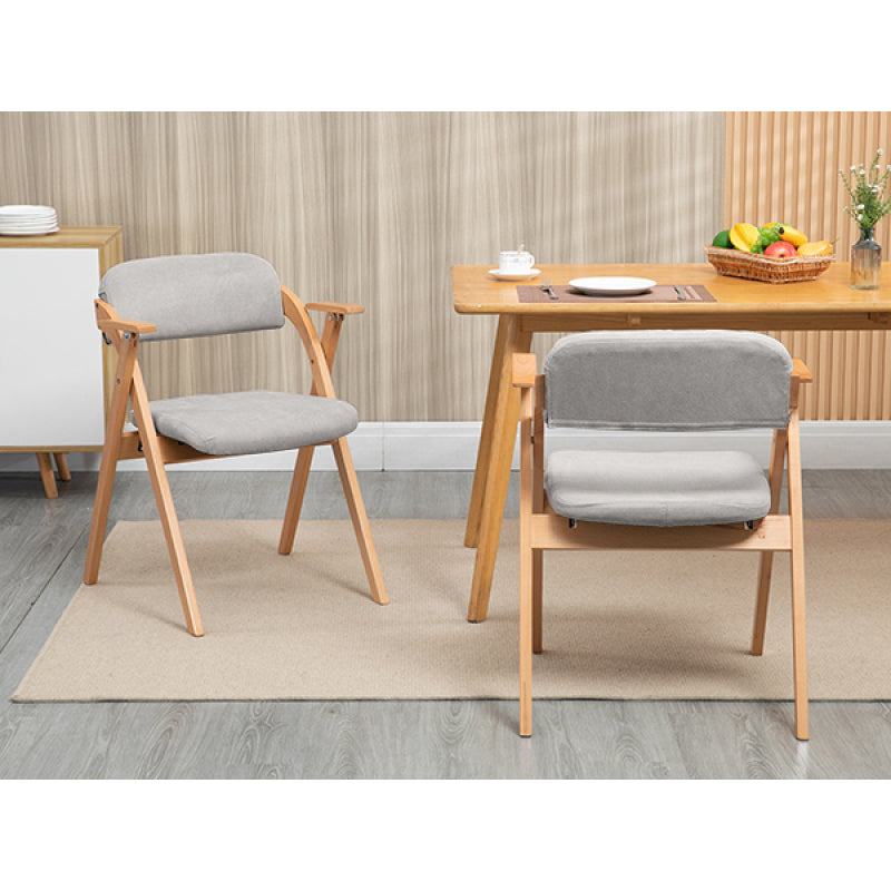 Folding Chairs with Armrest, Set of 2 Extra for Guests Kitchen Office Wedding Party, Gra