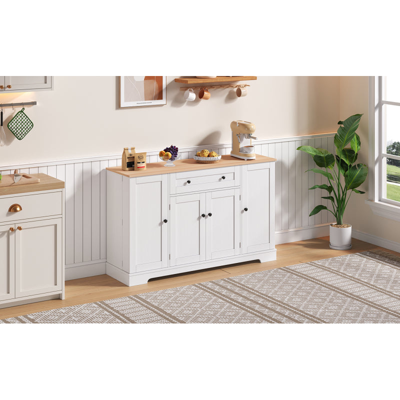 Multifunktionales Küchenbuffet – 138 cm Sideboard mit Schublade, Regaltüren & verstellbaren Einlegeböden – Modernes Design mit Kippschutz, ideal für Küche, Wohnzimmer & Schlafzimmer